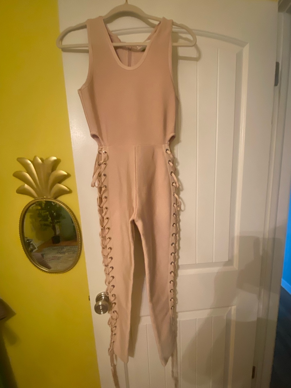 Glambae Sleeveless Lace-Up Side Jumpsuit in pink - Women vintage medium